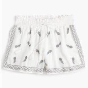 White Cotton Shorts with Pineapples
